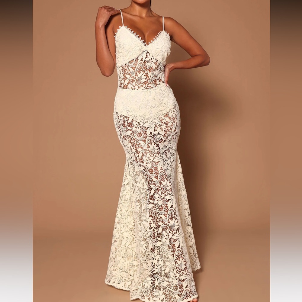 Crochet dress cream